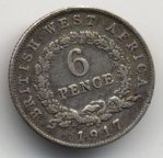 Брит.Западн.Африка !! 6 пенсов 1917 !! Серебро !! R !!!