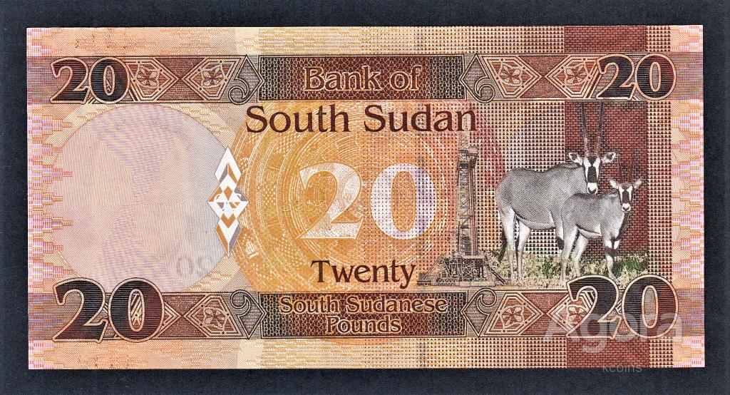 Южный Судан 20 фунтов 2015 год.