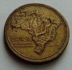 Бразилия 1 крузейро 1953 г. Карта Бразилии. 