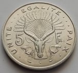 Джибути 5 франков 1991 г. Большая монета. UNC. (Материал: алюминий). 