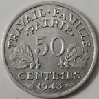 Франция 50 сантимов  1943 года  
