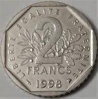 Франция 2 франка 1998 года  