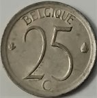 Бельгия 25 сантимов 1967 года (BELGIQUE)