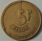 Бельгия 5 франков 1986 года (BELGIE)