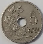 Бельгия 5 сантимов 1910 года (BELGIE)