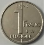 Бельгия 1 фpанк 1996  года (BELGIQUE)