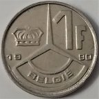 Бельгия 1 фpанк 1990  года (BELGIE)