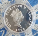 Серебряная монета 20 долларов Тувалу "Летние олимпийские игры" 1994 года