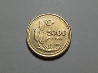 Турция 5.000 лир 1995 года/диаметр 19.48 мм/