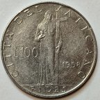 Ватикан 100 лир 1958 год.