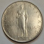 Ватикан 100 лир 1956 год.