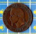 Франция 5 сантимов 1861 год  (А)  Наполеон III
