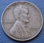 США 1 цент 1937 год.