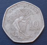 Маврикий 10 рупий 2000 г. Уборка сахарного тростника. Не магнитная