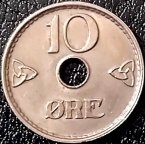 Норвегия 10 ойре 1937 года UNC