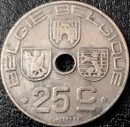  Бельгия  25 сантимов 1944  года